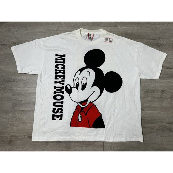 VTG New 90s Disney Designs Mickey Mouse T-Shirt Big Face Double Sided USA 4XL - Picture 1 of 7